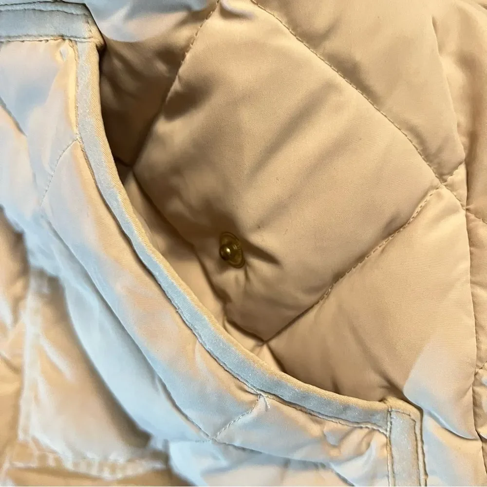 J.Crew Factory Quilted Beige Full Double Zipper Pull Down Puffer Vest-Size Small